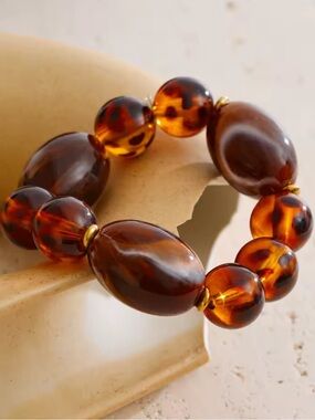 Amber Beaded Stretch Bracelet